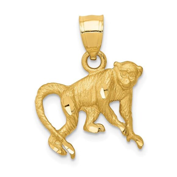 14k Yellow Gold Diamond-cut Monkey Pendant,All Products : American Fashion Style Bags On Sale